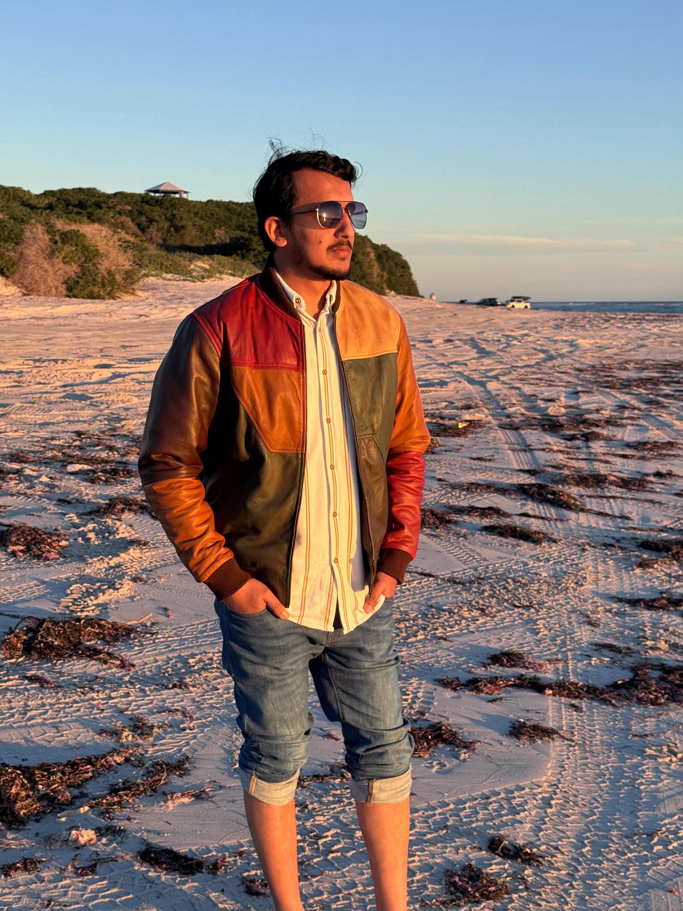 Handmade Patchwork Leather Bomber Jacket: Vintage Style Retro Outerwear