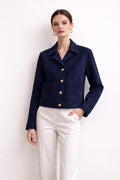 Navy Blue Suede Jacket for Women