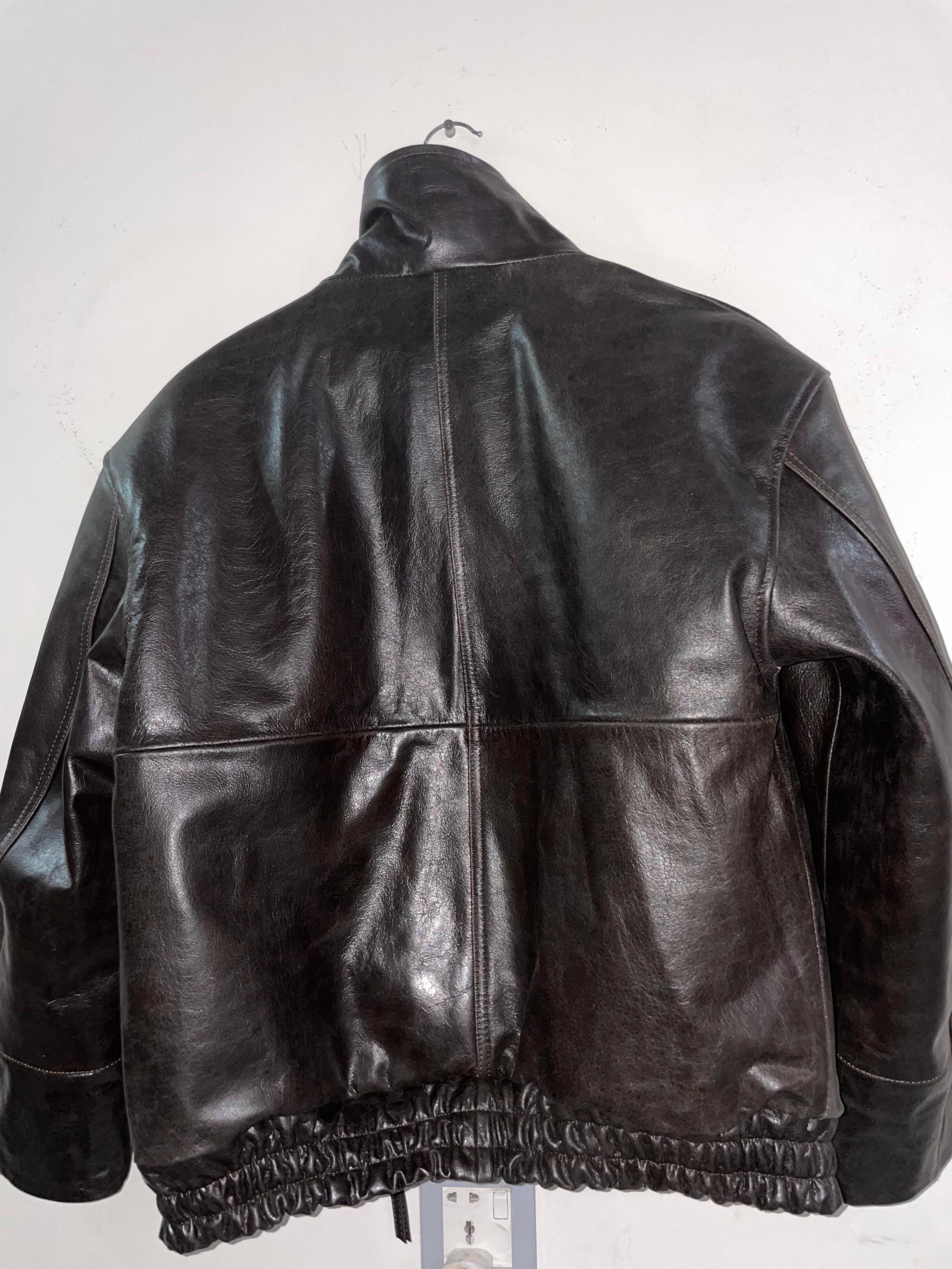 Women’s Brown Leather Bomber Jacket – High Collar Vintage Style