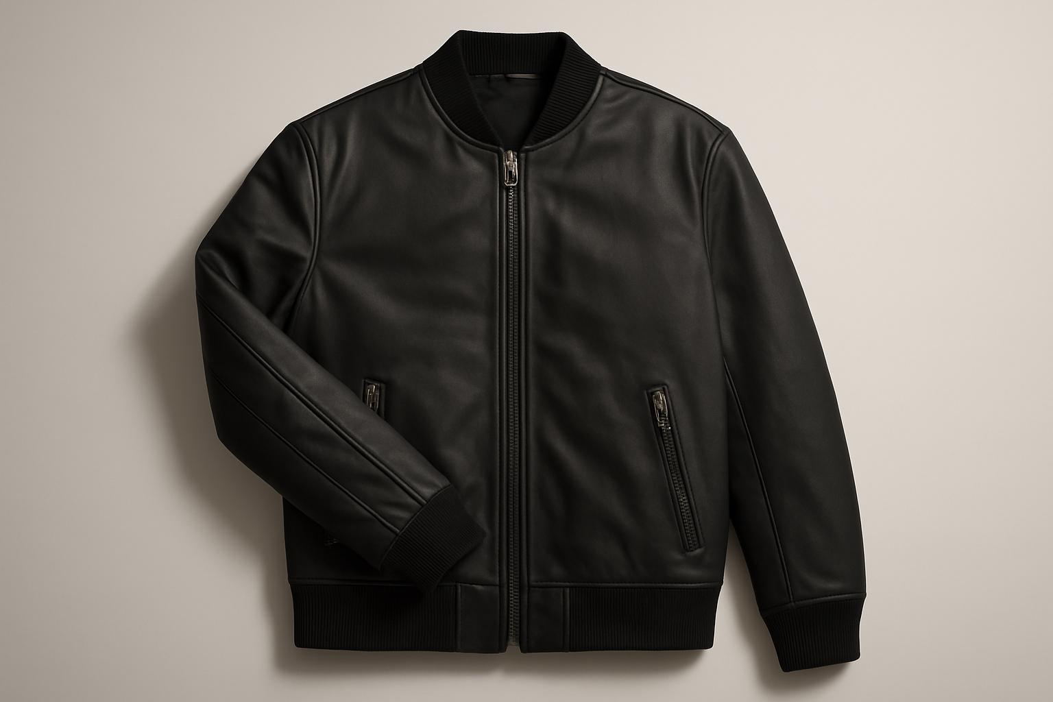 Sleek Unisex Fashion: Zip-Up Leather Bomber Jacket