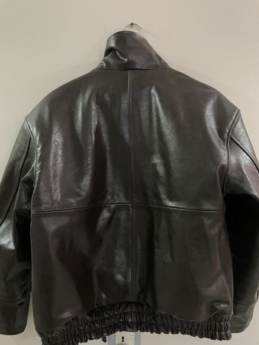 Women’s Brown Leather Bomber Jacket – High Collar Vintage Style