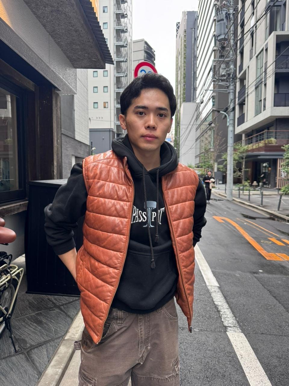 Brown Sheepskin Leather Puffer Vest, Quilted Texture