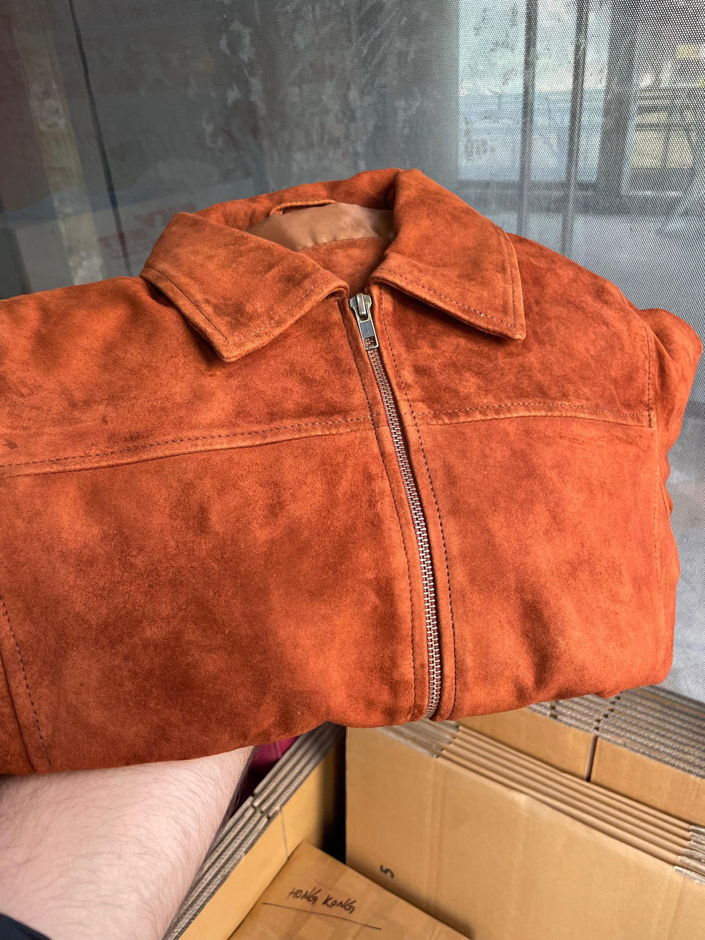 Women’s Camel Suede Leather Jacket – Classic Zip Front, Tailored Fit, Handmade Genuine Suede Outerwear
