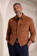Timeless Elegance – Distinguished Gentleman in Buttoned Suede Jacket