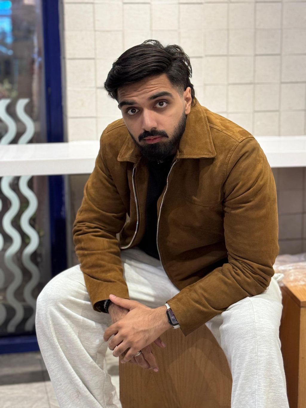 Men’s Brown Suede  Jacket | Classic Bomber Style | Handmade Genuine Suede Outerwear