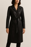 Black Sheep Leather Trench Coat: Full Length Winter Overcoat