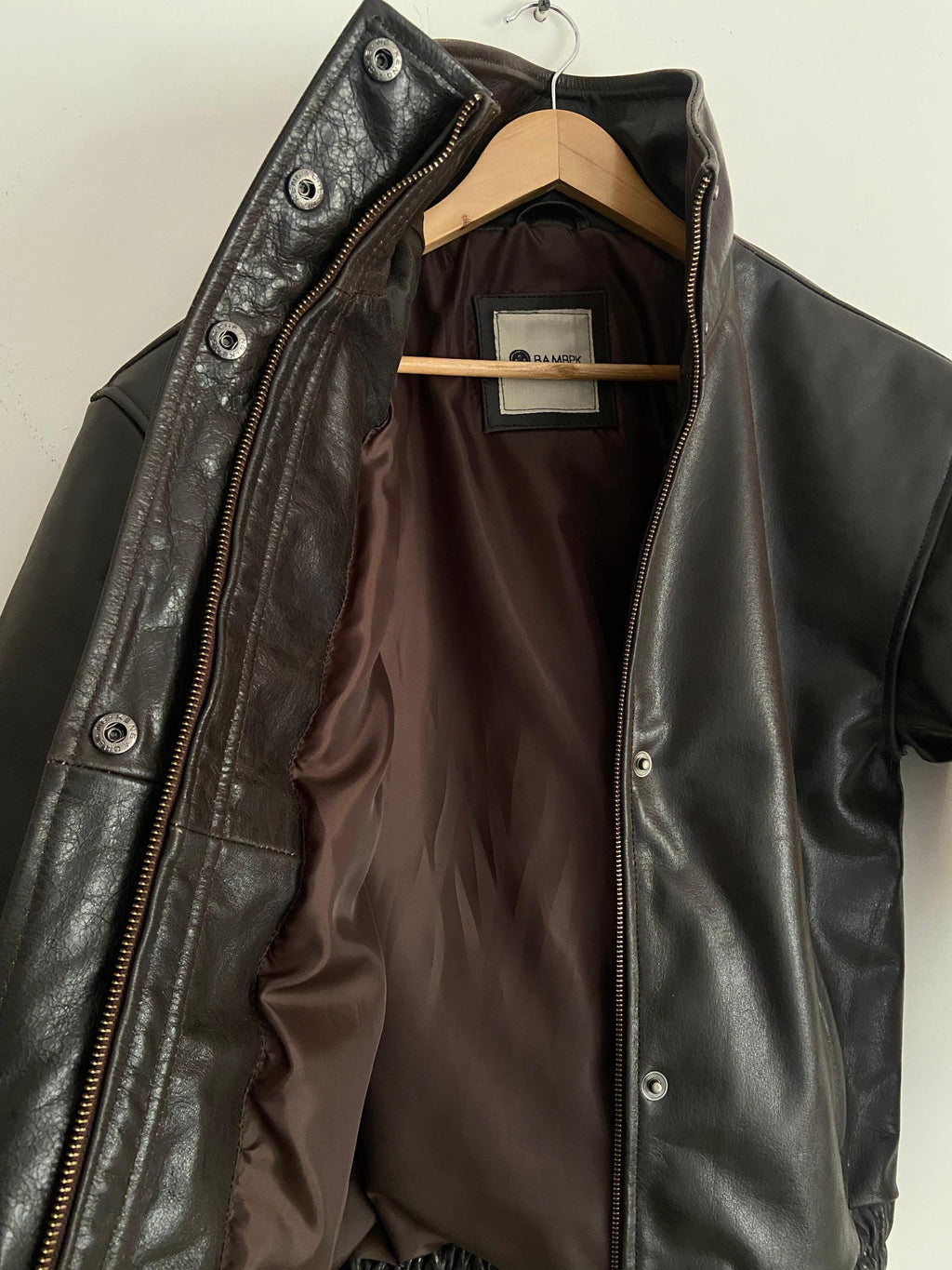 Women’s Brown Leather Bomber Jacket – High Collar Vintage Style
