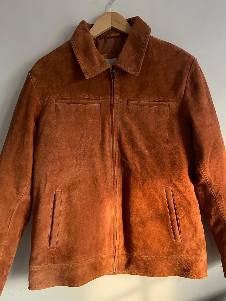 Men’s Tan Suede Jacket – Slim Fit, Classic Outerwear