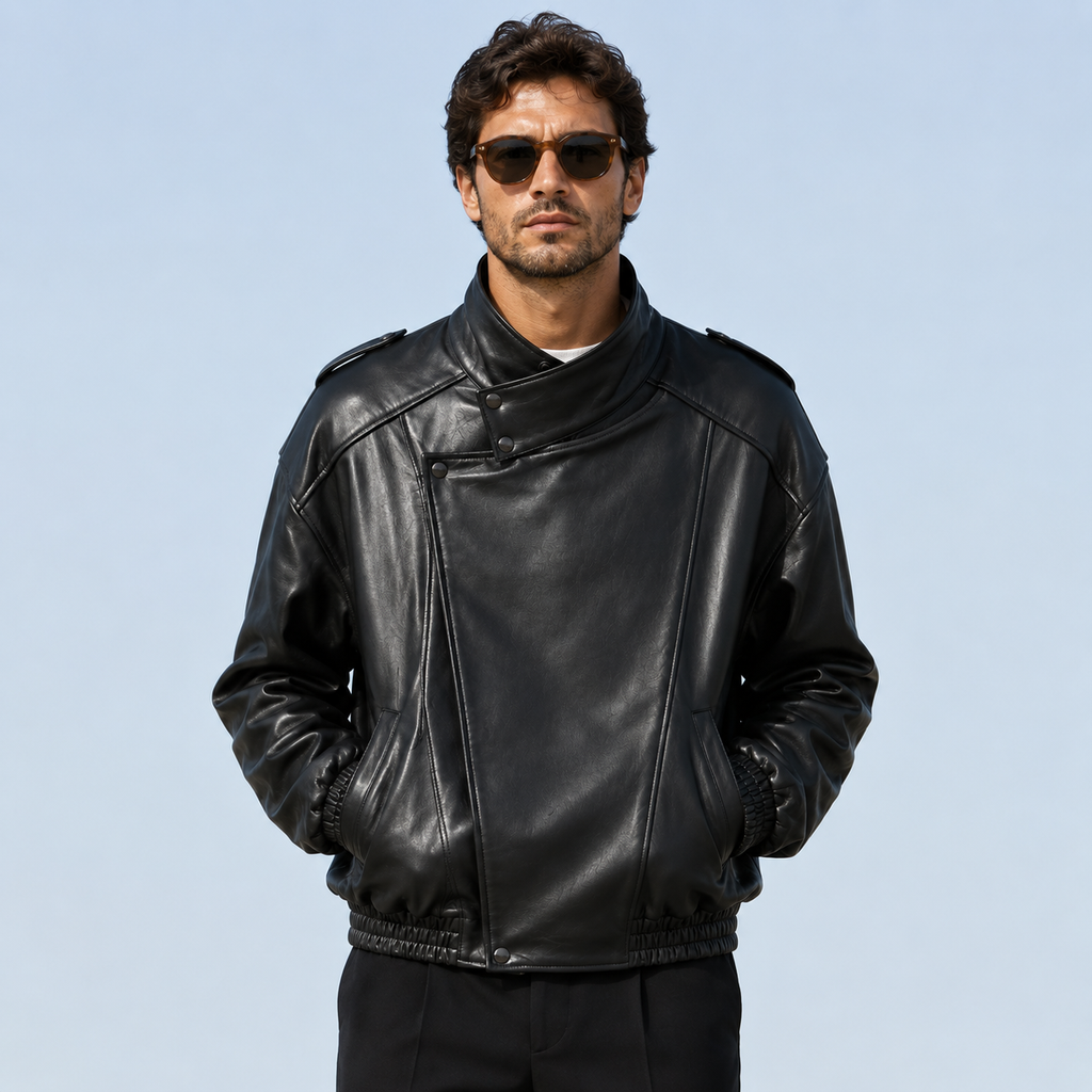 Oversized Luxe Leather Bomber Jacket