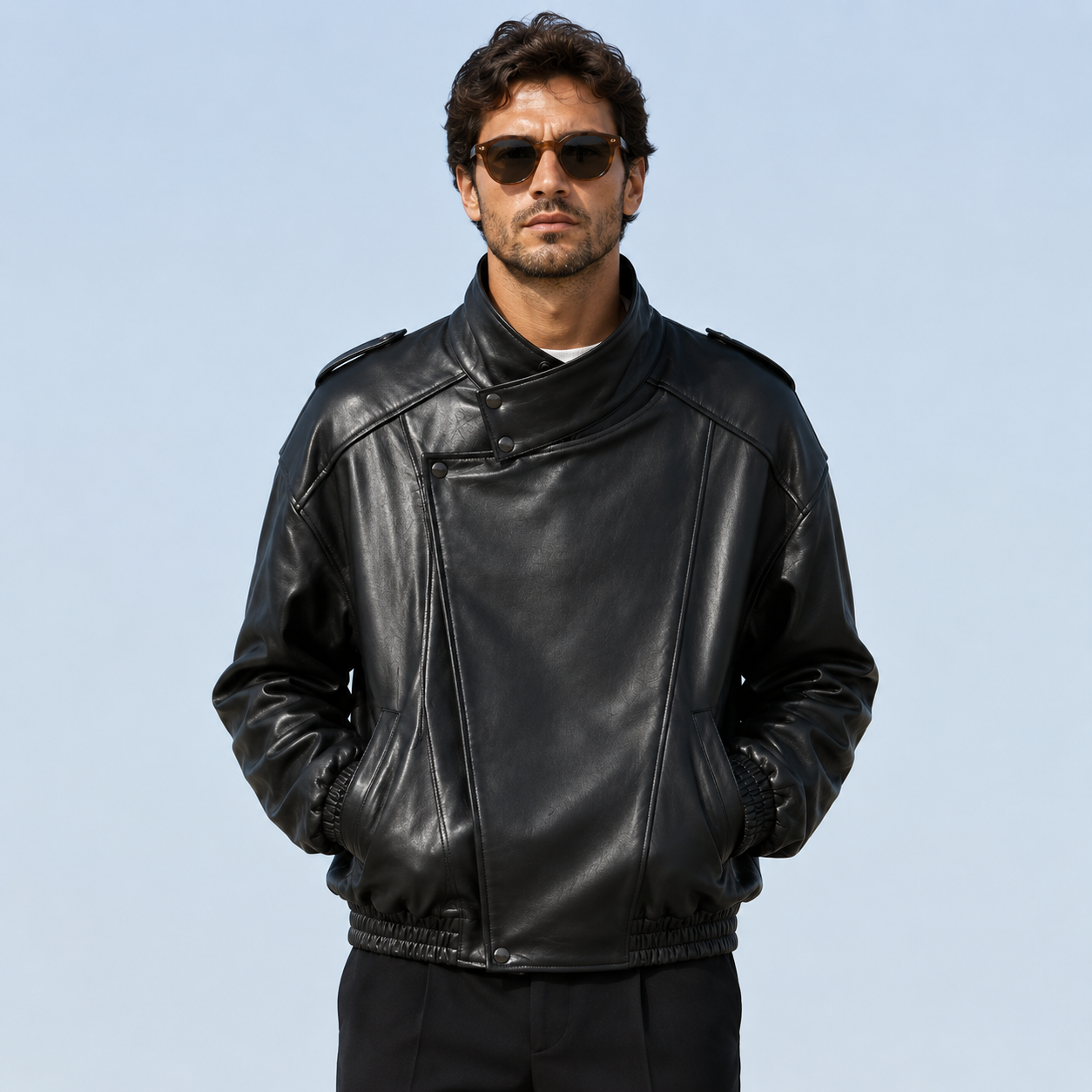 Oversized Luxe Leather Bomber Jacket