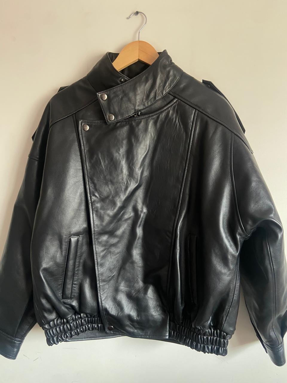 Oversized Luxe Leather Bomber Jacket
