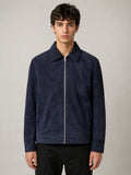 Handmade Lamb Suede Jacket | Men's Navy Blue Outerwear