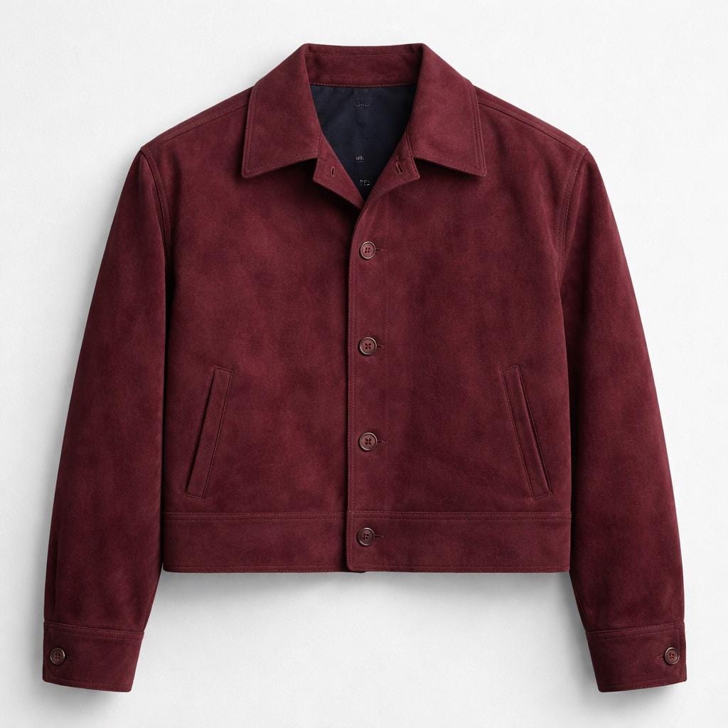 Confident Style in Burgundy: Suede Jacket