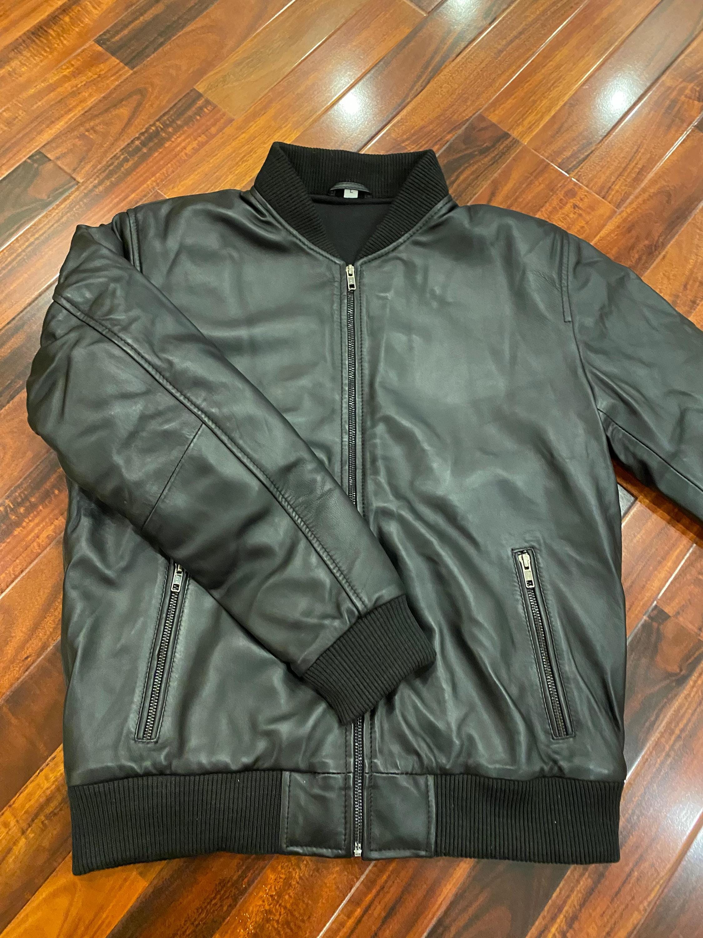 Sleek Unisex Fashion: Zip-Up Leather Bomber Jacket
