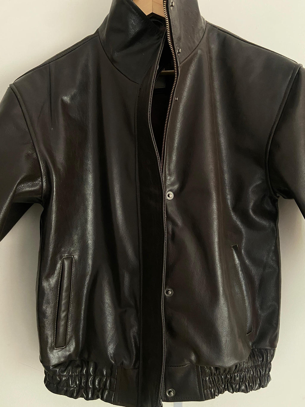 Women’s Brown Leather Bomber Jacket – High Collar Vintage Style