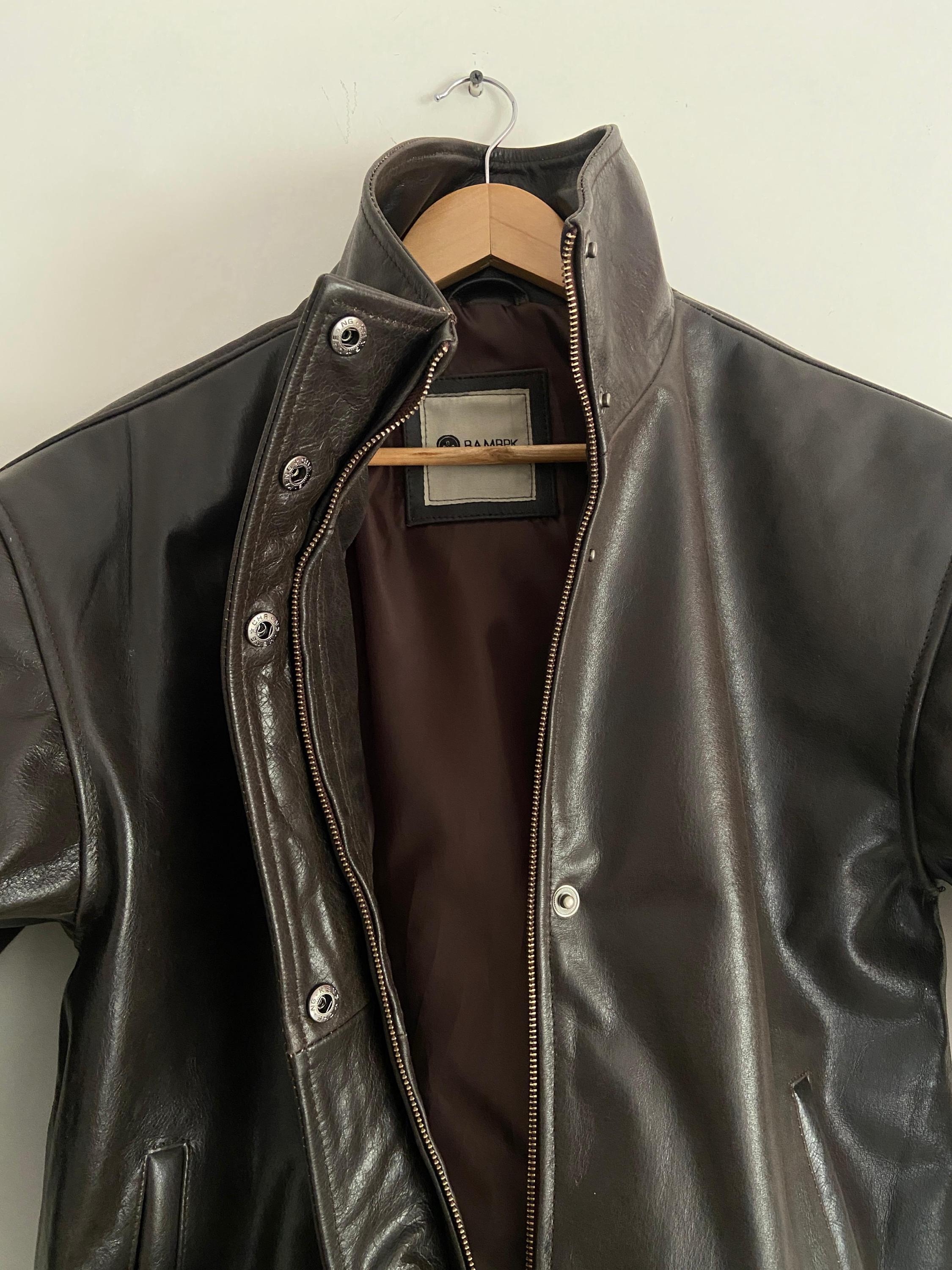 Women’s Brown Leather Bomber Jacket – High Collar Vintage Style