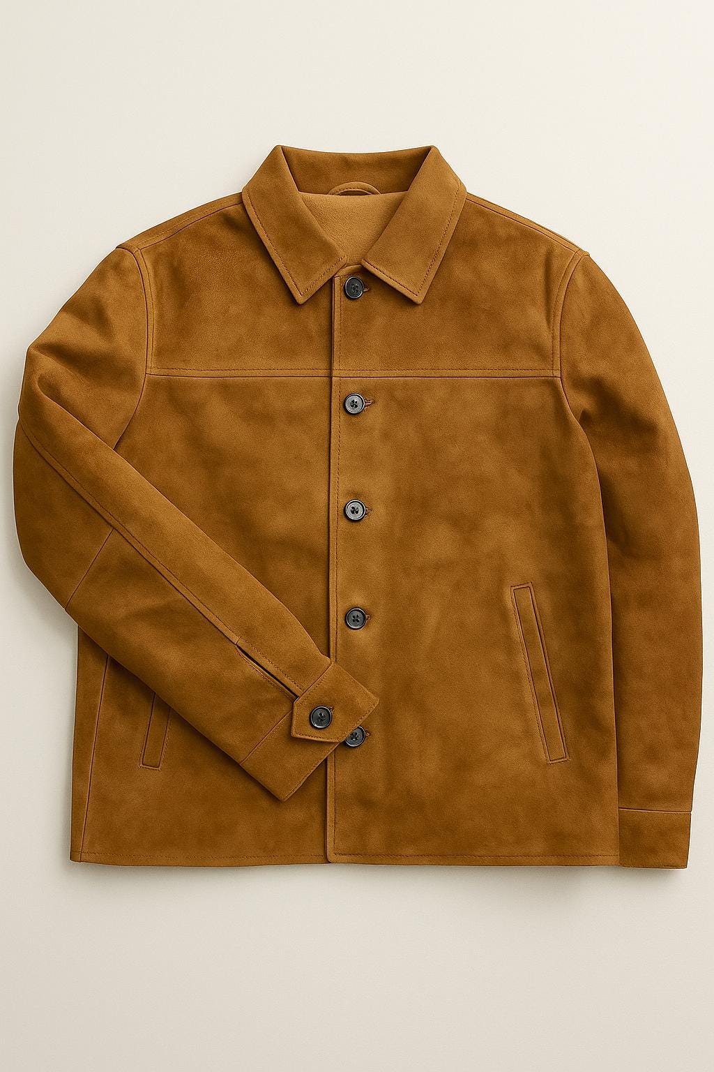 Vintage Brown Suede Jacket: Unisex Button-Up Outerwear