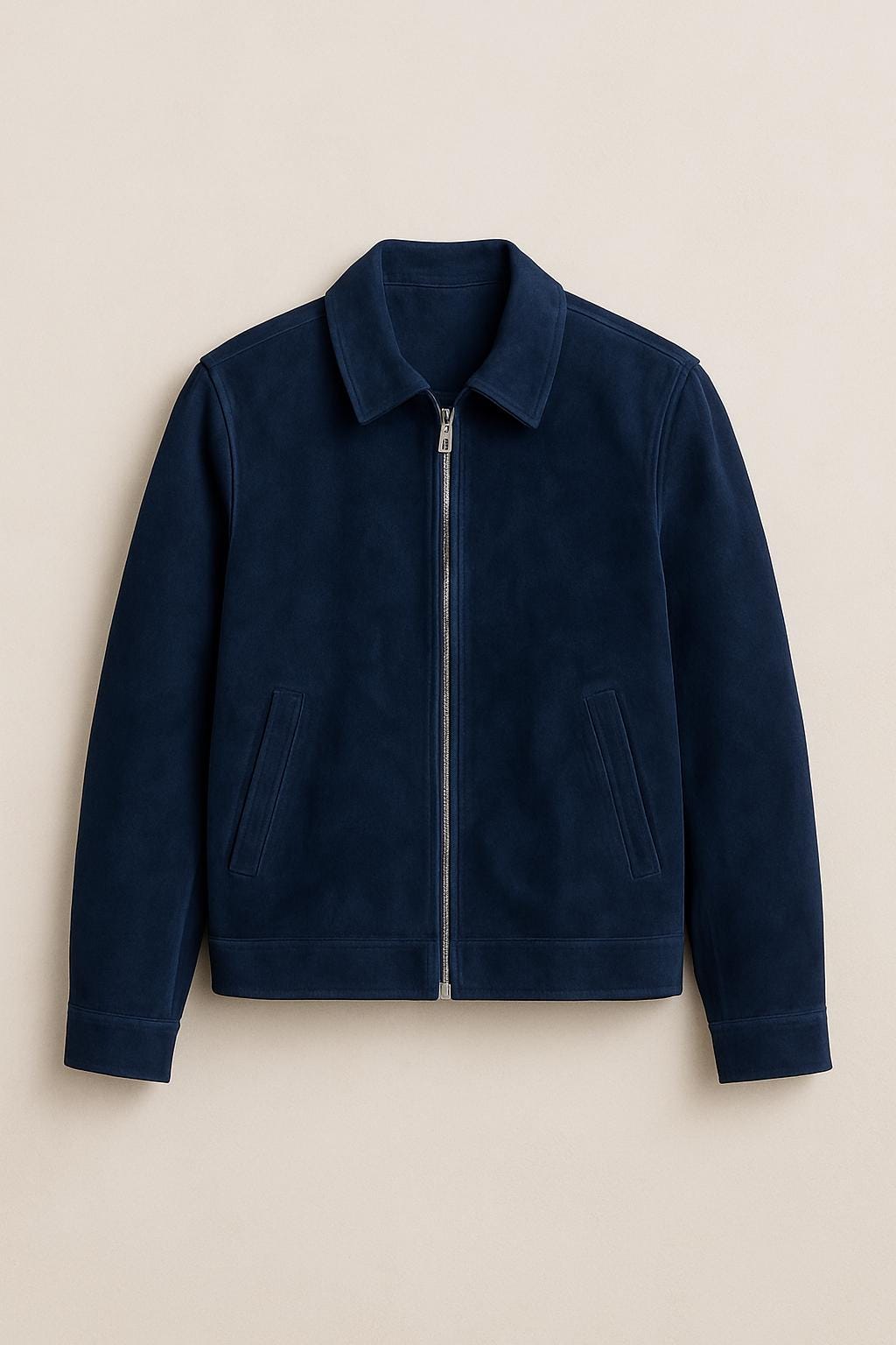 Handmade Lamb Suede Jacket | Men's Navy Blue Outerwear